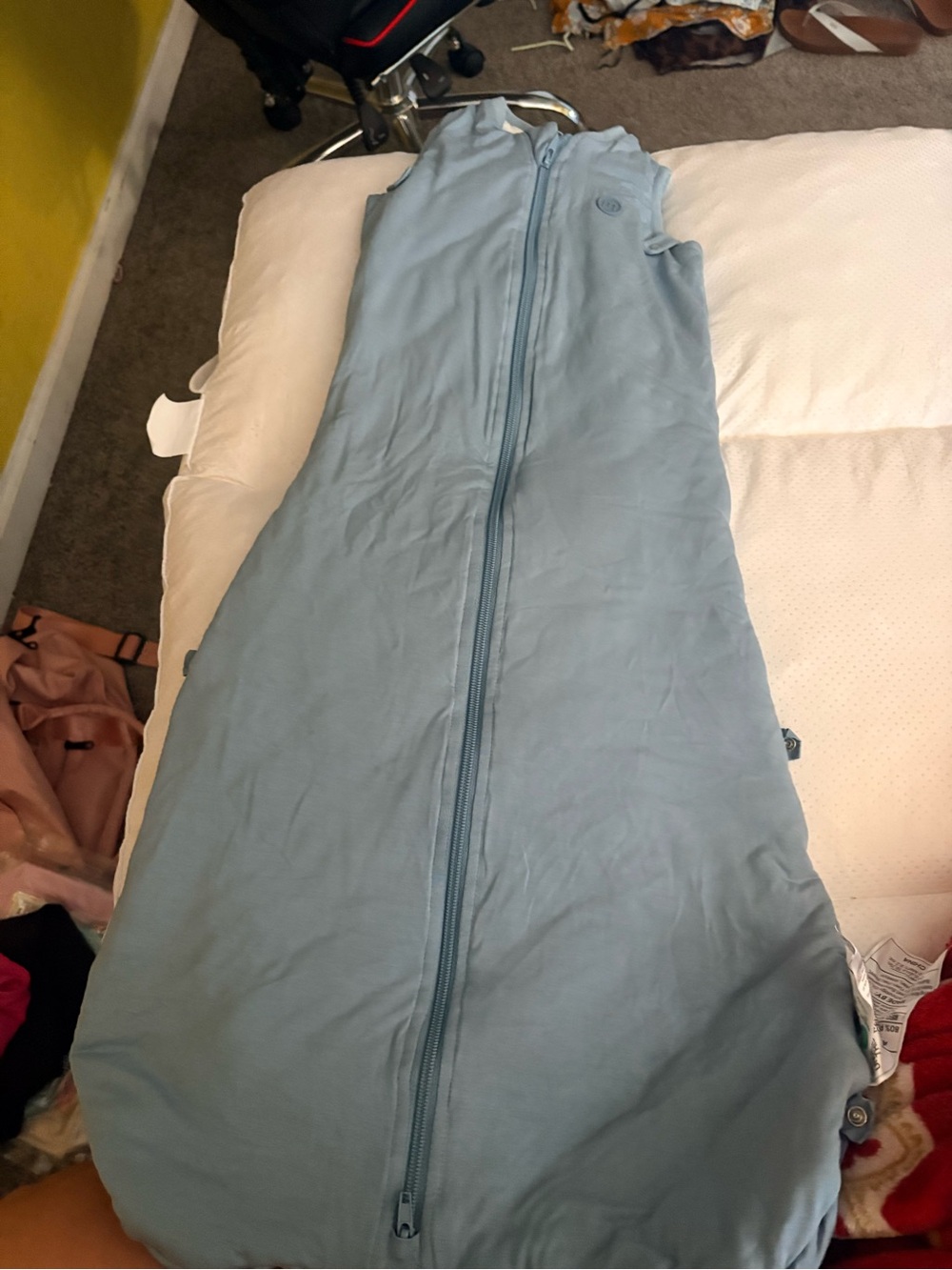 Light Blue Sleeveless Baby Sleep Sack with Front Zipper